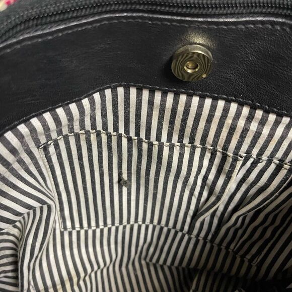 Betsey Johnson floral red roses & cheetah print shoulder bag black trim & straps - Picture 9 of 12